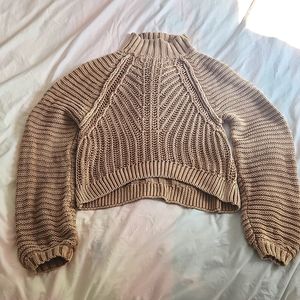 free people sweetheart oversized knit balloon sleeve mock neck sweater womens M